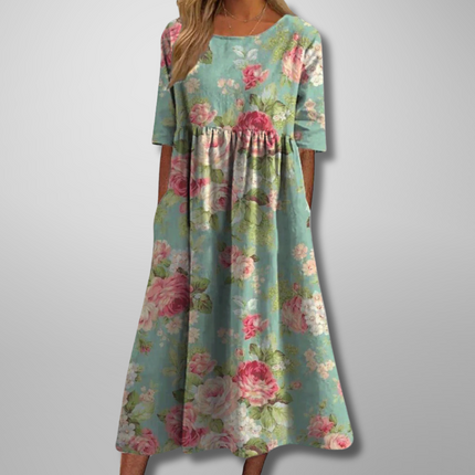 Women’s Botanical Print Empire Maxi Dress