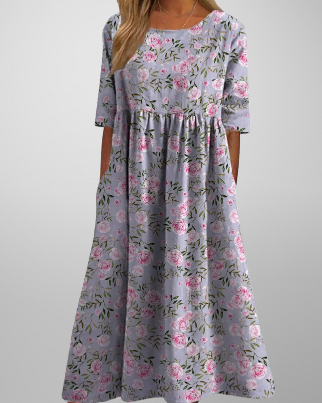 Women’s Botanical Print Empire Maxi Dress