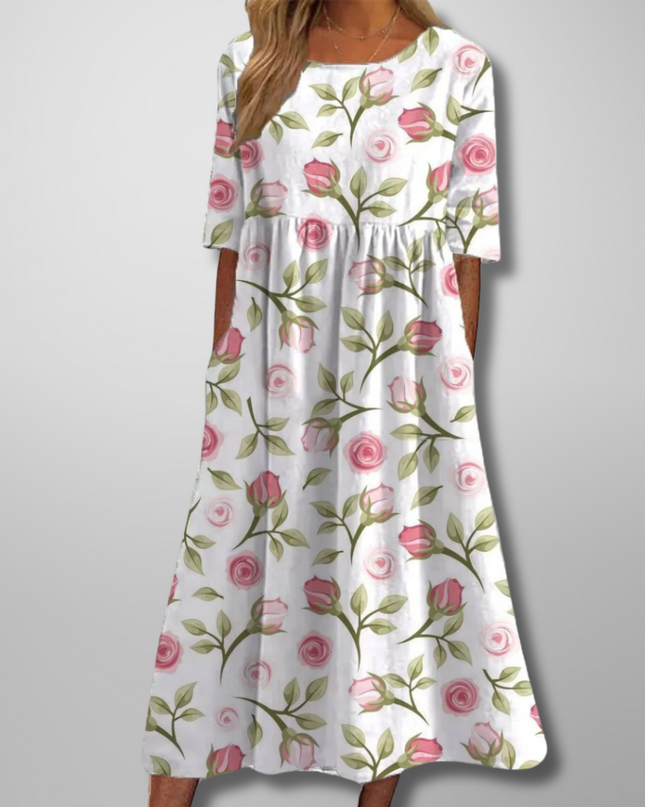 Women’s Botanical Print Empire Maxi Dress