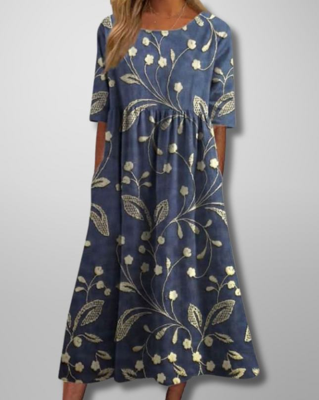 Women’s Botanical Print Empire Maxi Dress