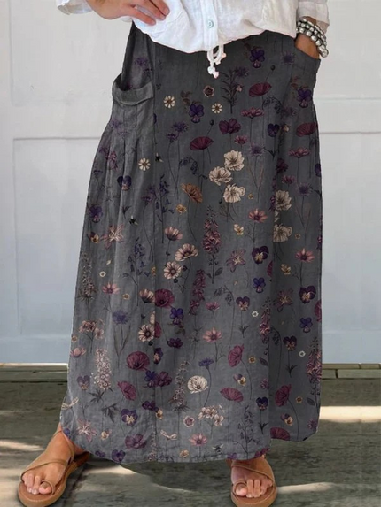 Women’s Botanical Print Maxi Skirt