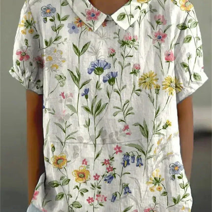 Women’s Botanical Print Peter Pan Collar Blouse