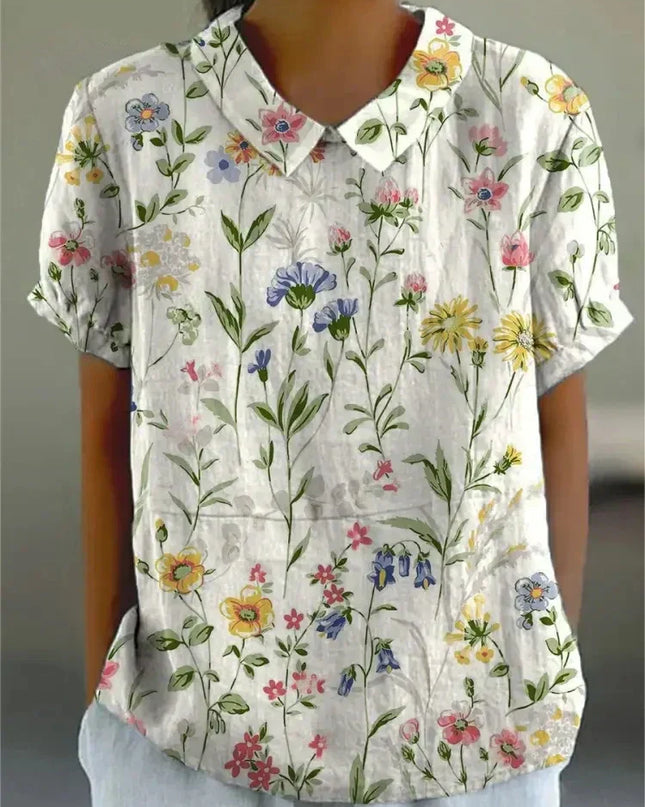 Women’s Botanical Print Peter Pan Collar Blouse
