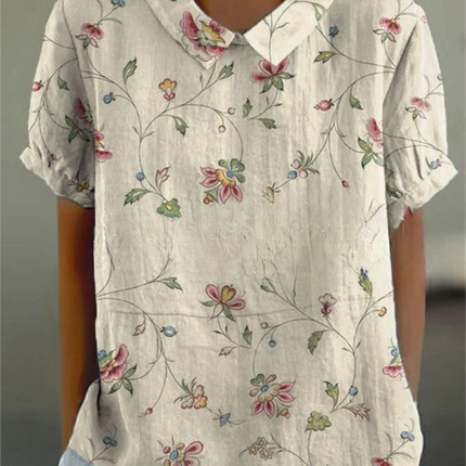 Women’s Botanical Print Peter Pan Collar Blouse