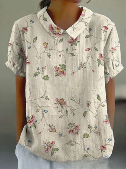 Women’s Botanical Print Peter Pan Collar Blouse