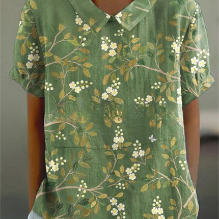 Women’s Botanical Print Peter Pan Collar Blouse