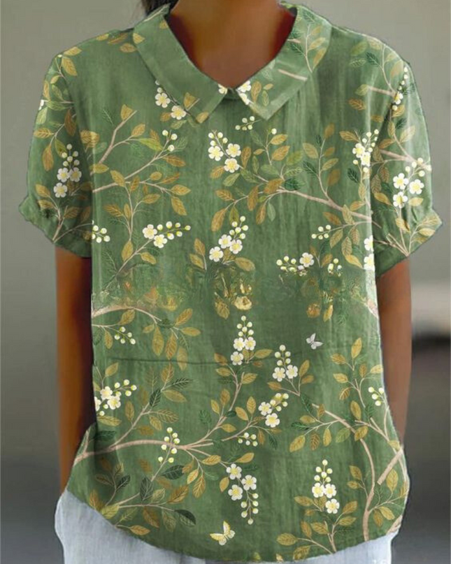 Women’s Botanical Print Peter Pan Collar Blouse