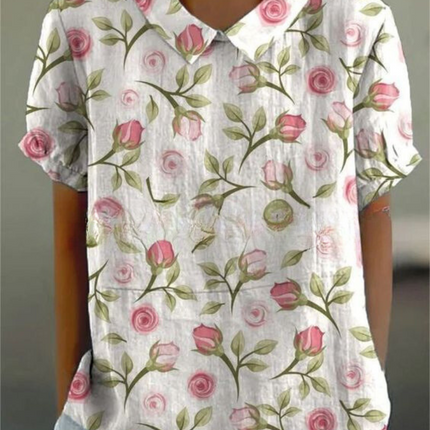 Women’s Botanical Print Peter Pan Collar Blouse