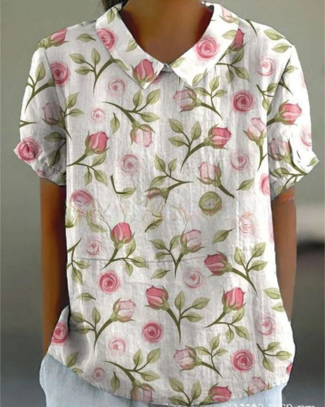 Women’s Botanical Print Peter Pan Collar Blouse