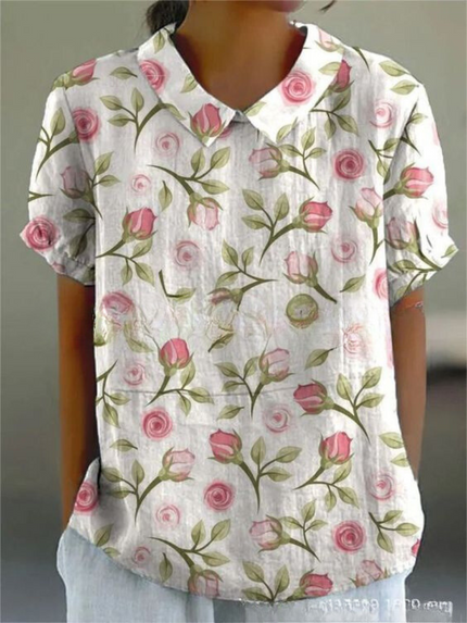 Women’s Botanical Print Peter Pan Collar Blouse