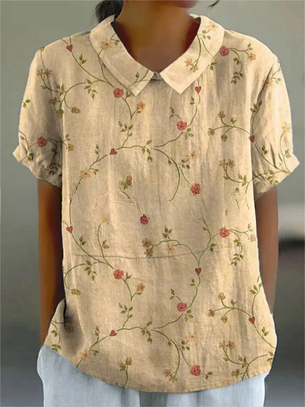 Women’s Botanical Print Peter Pan Collar Blouse