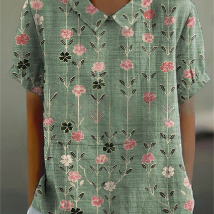 Women’s Botanical Print Peter Pan Collar Blouse