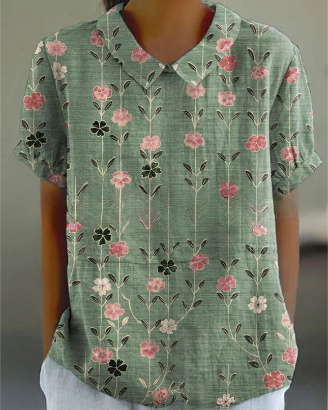 Women’s Botanical Print Peter Pan Collar Blouse