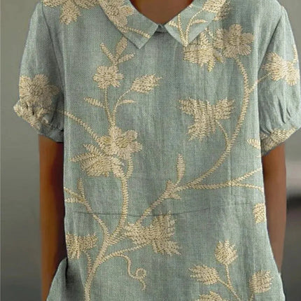 Women’s Botanical Print Peter Pan Collar Blouse