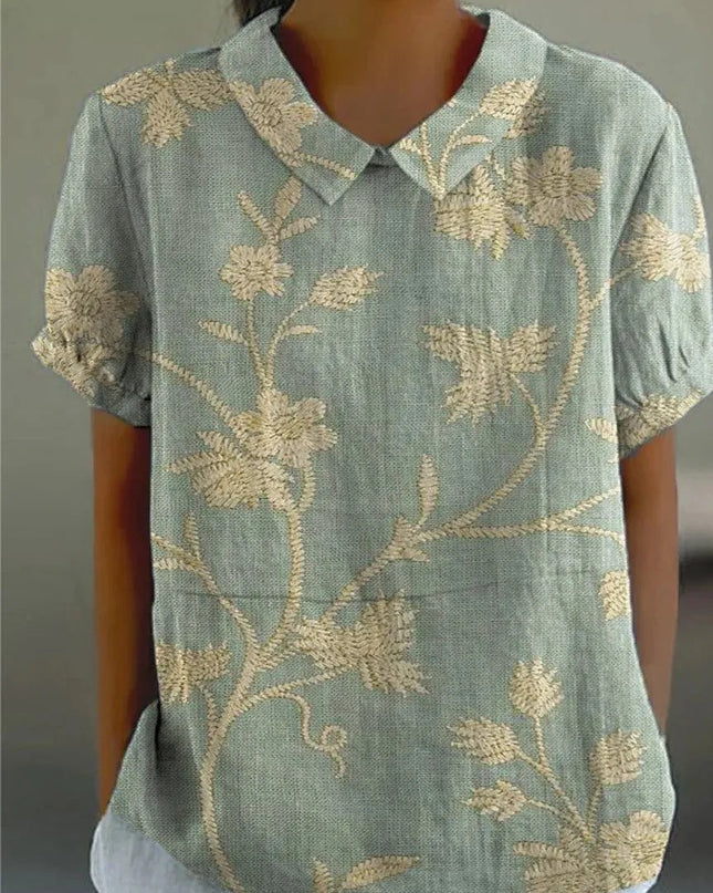 Women’s Botanical Print Peter Pan Collar Blouse