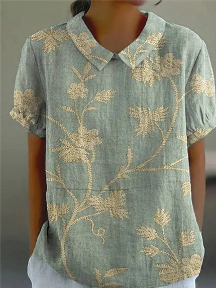 Women’s Botanical Print Peter Pan Collar Blouse