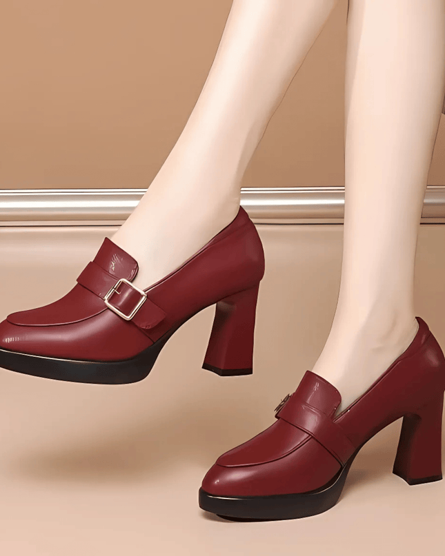 Women’s Buckle Detail Platform Loafer Heels