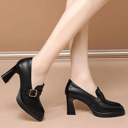 Women’s Buckle Detail Platform Loafer Heels