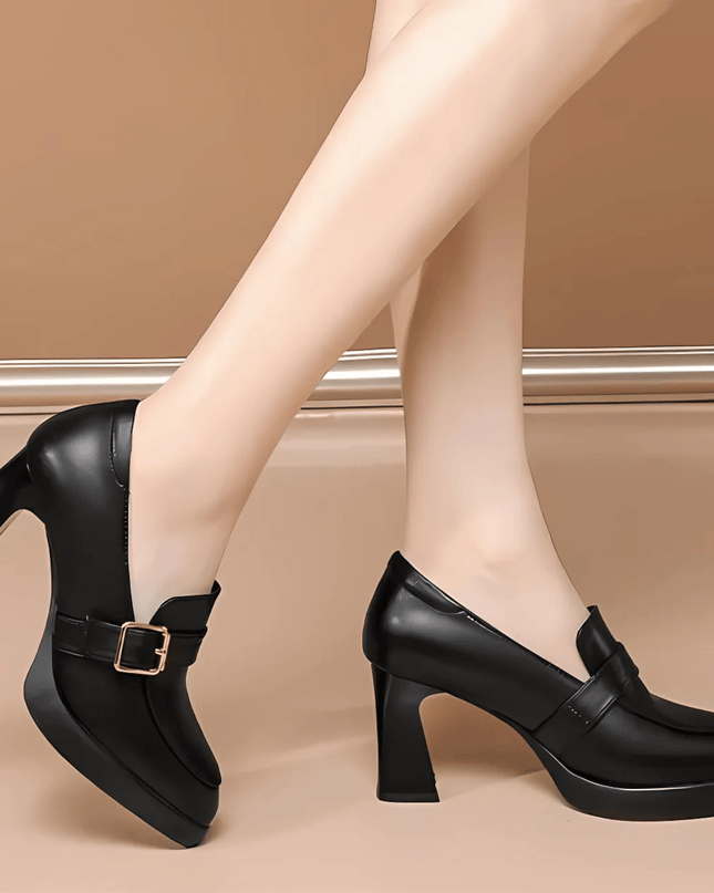 Women’s Buckle Detail Platform Loafer Heels