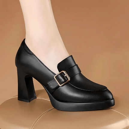 Women’s Buckle Detail Platform Loafer Heels