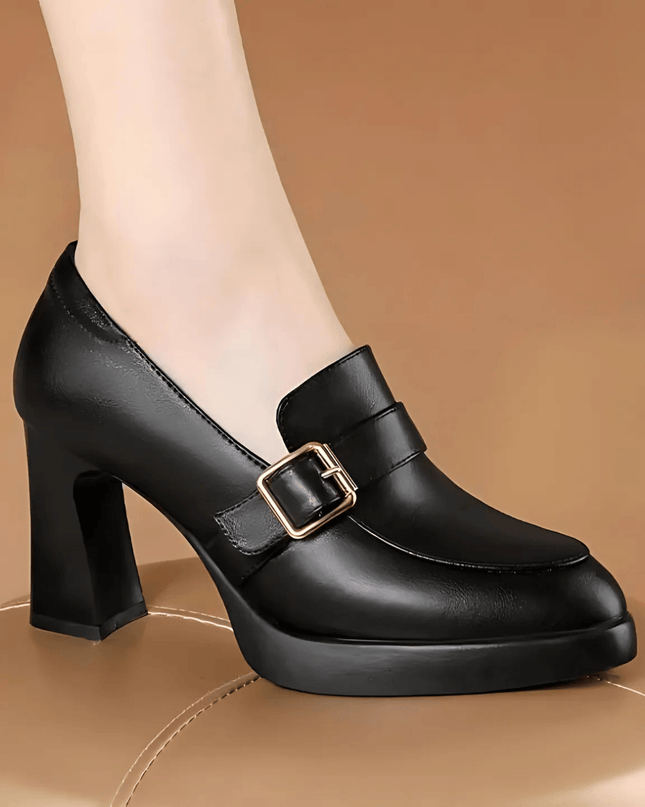 Women’s Buckle Detail Platform Loafer Heels