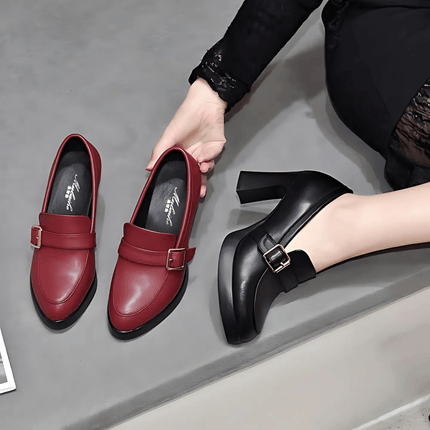 Women’s Buckle Detail Platform Loafer Heels