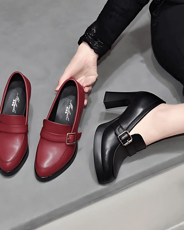 Women’s Buckle Detail Platform Loafer Heels