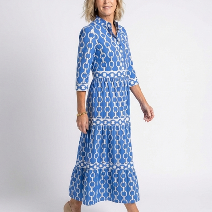 Women’s Chain Print Tiered Maxi Dress