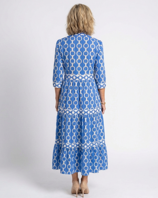 Women’s Chain Print Tiered Maxi Dress