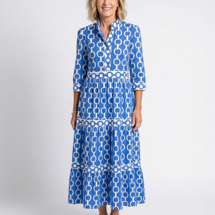 Women’s Chain Print Tiered Maxi Dress