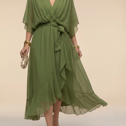 Women’s Chiffon Wrap Midi Dress