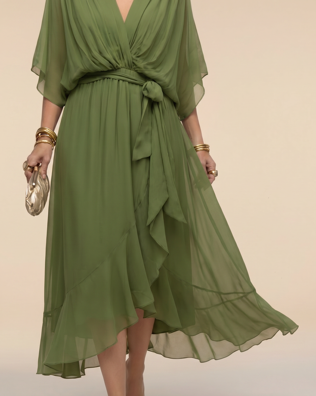 Women’s Chiffon Wrap Midi Dress
