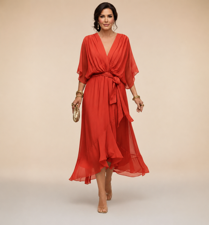 Women’s Chiffon Wrap Midi Dress