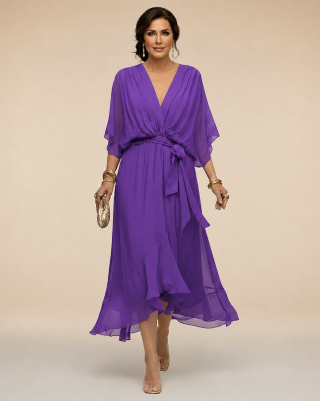 Women’s Chiffon Wrap Midi Dress