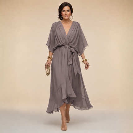 Women’s Chiffon Wrap Midi Dress