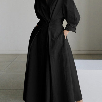 Women’s Collared Wrap Midi Dress