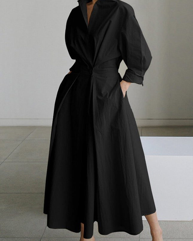 Women’s Collared Wrap Midi Dress
