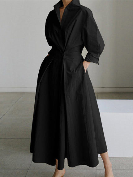 Women’s Collared Wrap Midi Dress