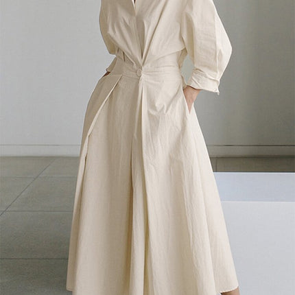 Women’s Collared Wrap Midi Dress