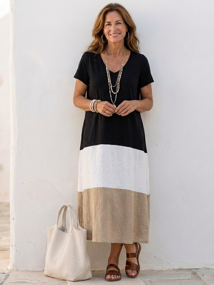 Women’s Color Block Maxi Dress