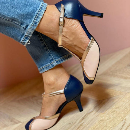 Women’s Colorblock T-Strap Kitten Heels