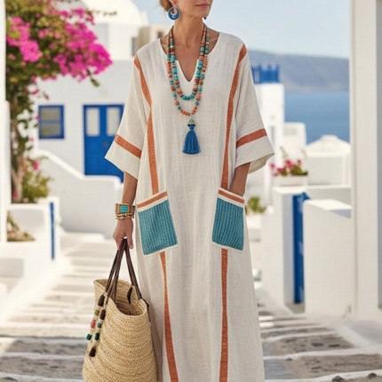 Women’s Contrast Trim Pocket Maxi Dress