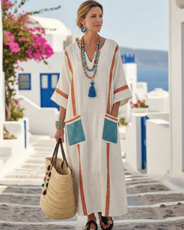Women’s Contrast Trim Pocket Maxi Dress