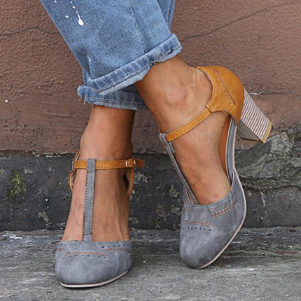 Women’s Contrast Trim T-Strap Shoes