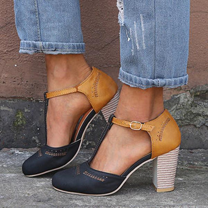 Women’s Contrast Trim T-Strap Shoes