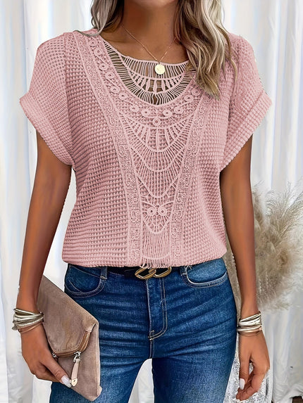 Women’s Crochet Lace Panel Knit Top