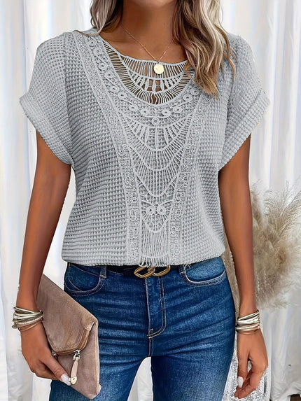 Women’s Crochet Lace Panel Knit Top