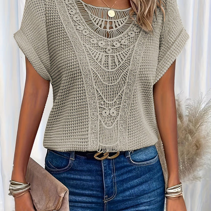 Women’s Crochet Lace Panel Knit Top