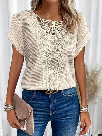 Women’s Crochet Lace Panel Knit Top