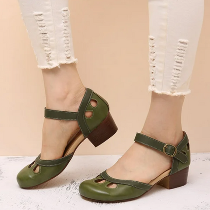 Women’s Cutout Mary Jane Block Heel Shoes